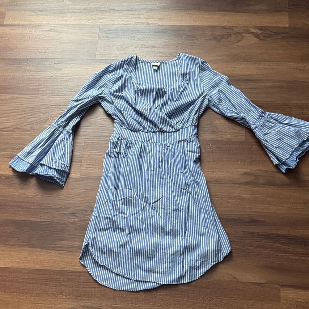 a new day Blue and White Striped Long Sleeve Dress